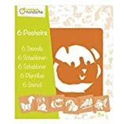 Avenue Mandarine Set de 6 pochoirs pour enfants Animaux familiers Orange 15 x 15 cm