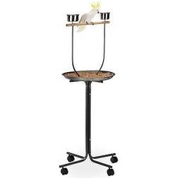 Relaxdays centre parrot perch 2 bowls approach rod bird stand