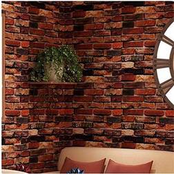 Branded Self adhesive wallpaper rust red brick contact paper fireplace peel-stick wall