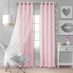 Elrene Home Fashions Aurora Kids Room Darkening Layered Sheer Curtain Panel 52 x 108