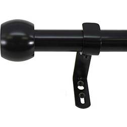 Decopolitan 1 Knob Curtain Rod Set 18 to 36 Inches Black