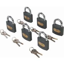 Silverline Iron Padlock Keyed Alike 6pk