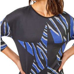 Roman Star Print Stretch Jersey Top - Blue