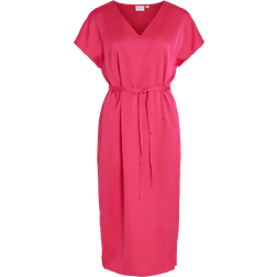 Vila Viellette Short Sleeved Midi Dress - Pink Yarrow