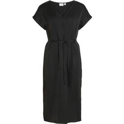 Vila Viellette Short Sleeved Midi Dress - Black