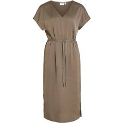 Vila Viellette Short Sleeved Midi Dress - Walnut