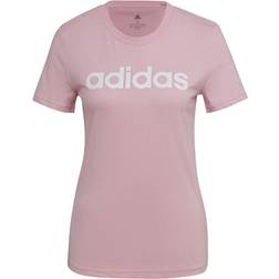 Adidas Women's Loungewear Essentials Slim Logo T-shirt - True Pink/White