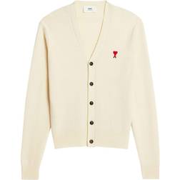 Ami Paris Tonal Small A Heart Cardigan - Vanilla