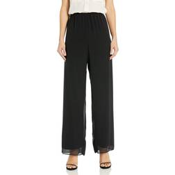 Alex Evenings Plus Straight Leg Chiffon Pants - Black