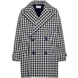 Ami Paris Oversized Houndstooth Wool Coat - Blue