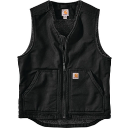 Carhartt Relaxed Fit Washed Duck Sherpa-Lined Vest - Black