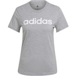 Adidas Women's Loungewear Essentials Slim Logo T-shirt - Medium Grey Heather/White