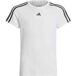 Adidas Junior Train Essentials Aeroready 3-Stripes Slim-Fit Training Tee - White/Black