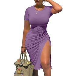 Gokatosau Women's Sexy Bodycon Midi Dress - Lavender