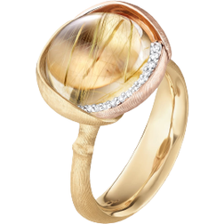 Ole Lynggaard Lotus Ring 3 - Gold/Rose Gold/Rutile Quartz/Diamonds