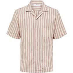 Selected Striped Short Sleeve Shirt - Egret