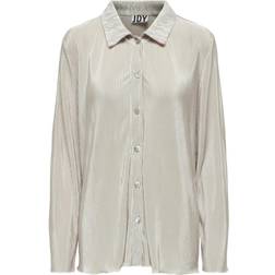JDY Regular Fit Shirt Collar Top - Grey/Sandshell