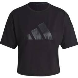 adidas Women's Train Icons 3 Bar Logo Tee - Black