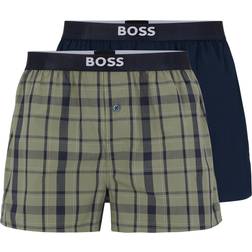 HUGO BOSS Patterned Cotton Boxer Shorts 2-pack - Blue/Green