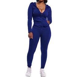 PrettyGarden Women's Two Piece Tracksuit Set - Dark Blue