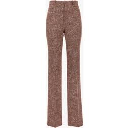 Chloé Mid Rise Wide Leg Tweed Pants - Multicolor