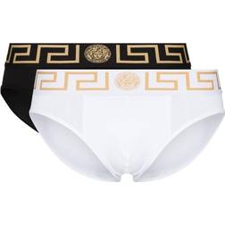 Versace Twee Slips Met Greca Design - Zwart