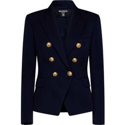 Balmain Double Breasted Wool Twill Blazer