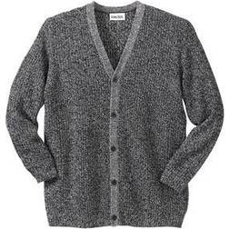 KingSize Men's Big & Tall Shaker Knit V-Neck Cardigan Sweater - Black Marl