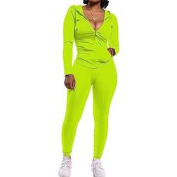 PrettyGarden Women's Two Piece Tracksuit Set - Fluorescent Green