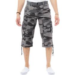 XRay Mens Belted Long Cargo Shorts - Black Camo