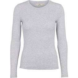 Basic Apparel Ludmilla Long Sleeve T-shirt - Light Grey Melange