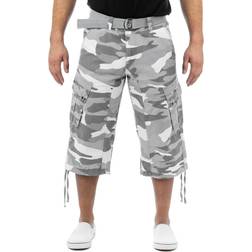 XRay Mens Belted Long Cargo Shorts - White Camo