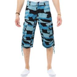 XRay Mens Belted Long Cargo Shorts - Teal Camo