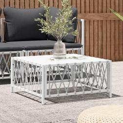 vidaXL Table de Jardin Blanc 70x70x34 cm Tissu Tissé
