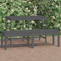 vidaXL Panca 2 Posti Grigia 159.5 x 44 cm Legno Massello Pino Panchina da Giardino