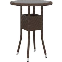 vidaXL Table de Jardin Ø60x75 cm Verre Trempé/Résine Tressée Marron