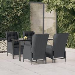 vidaXL 5-tlg. Dunkelgrau Poly Essgruppe, 1 Tisch einschl. 4 Stühle