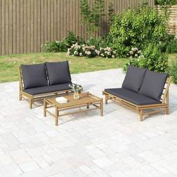 vidaXL Jardin 2 pcs Avec Coussins Gris Foncé Bambou Dark Grey Ensemble de Salon d'Extérieur