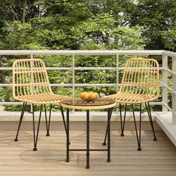 vidaXL Bistro Set Outdoor Balcony Table and Chairs Rattan Look 3 Piece Ensemble repas de patio