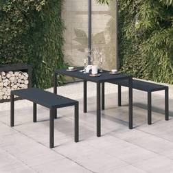 vidaXL Dining Set 3 Piece Dining Table and Bench Steel and WPC Black Ensemble repas de patio