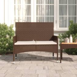 vidaXL À 2 places avec coussins Marron Résine tressée Brown Banc de Jardin