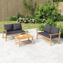 vidaXL Avec Coussins Gris Foncé Bambou Banc de Jardin