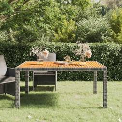 vidaXL Patio Table 59.1" x 35.4' x 29.5" Poly Rattan and Acacia Wood Gray