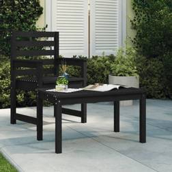 vidaXL Mesa De Jardín Madera Maciza Pino Negro 82.5x50.5x45 cm