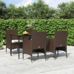 vidaXL 5-tlg Garten-Essgruppe mit Kissen Braun und Schwarz Essgruppe