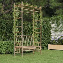 vidaXL avec pergola 116 cm Bambou Banc de Jardin