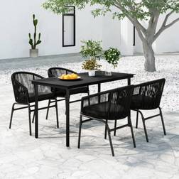 vidaXL 5-tlg Garten-Essgruppe Schwarz Essgruppe, 1 Tisch einschl. 4 Stühle