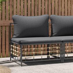 vidaXL Centrale da Giardino con Cuscini Polyrattan Grigio Scuro - Antracite Divano Modulare