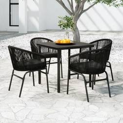 vidaXL 5-tlg Garten-Essgruppe Schwarz Essgruppe, 1 Tisch einschl. 4 Stühle