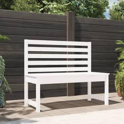 vidaXL Panca Bianca 109 cm in Legno Massello di Pino Panchina da Giardino